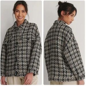 Mango Tweed Plaid Jacket Shacket Size L